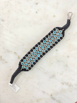 SENNOD Blue Topaz and Diamond Woven Bracelet