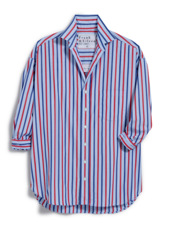 FRANK & EILEEN Shirley Poplin - Navy, Blue, Red Stripe