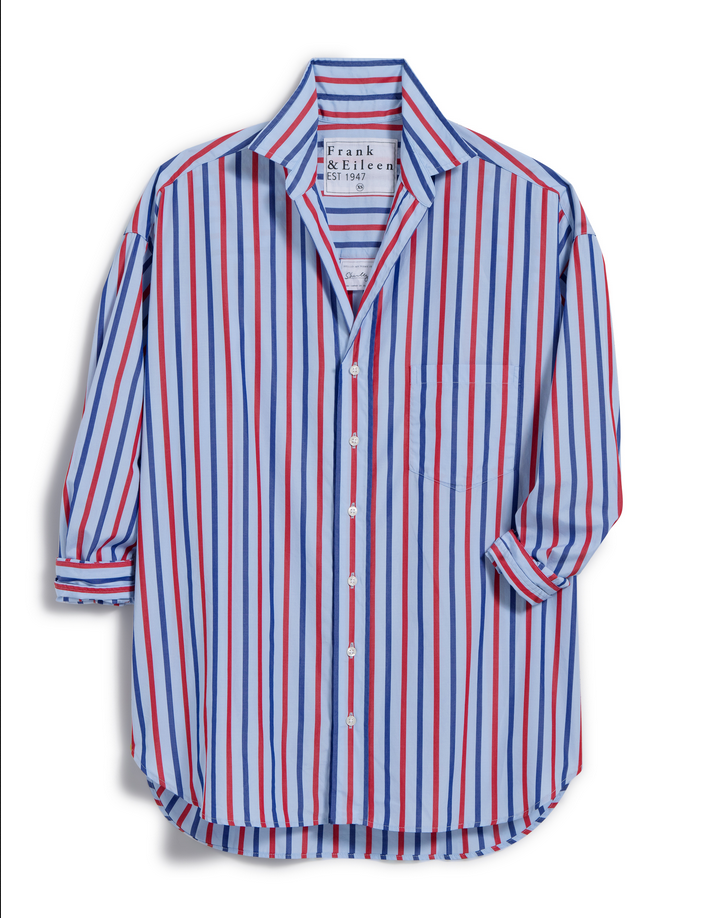 FRANK & EILEEN Shirley Poplin - Navy, Blue, Red Stripe