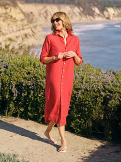 FRANK & EILEEN Rory Linen Shirt Dress - Nantucket Red
