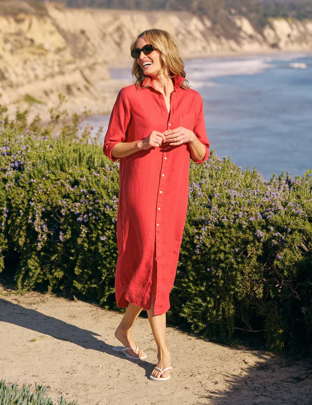 FRANK & EILEEN Rory Linen Shirt Dress - Nantucket Red