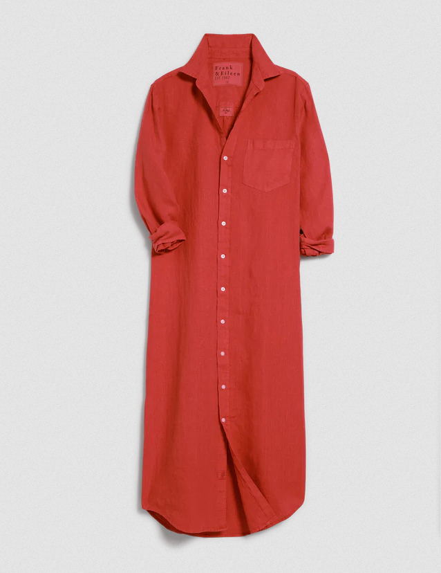 FRANK & EILEEN Rory Linen Shirt Dress - Nantucket Red