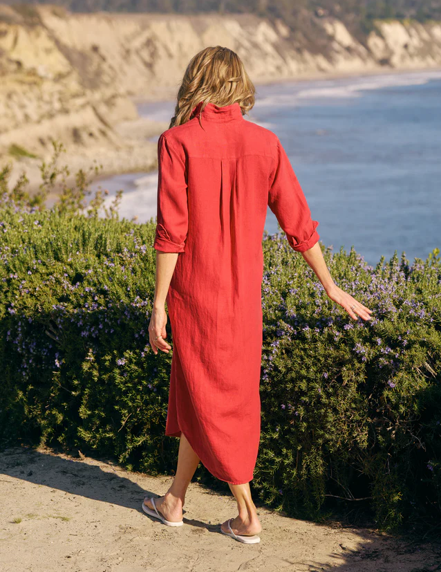 FRANK & EILEEN Rory Linen Shirt Dress - Nantucket Red