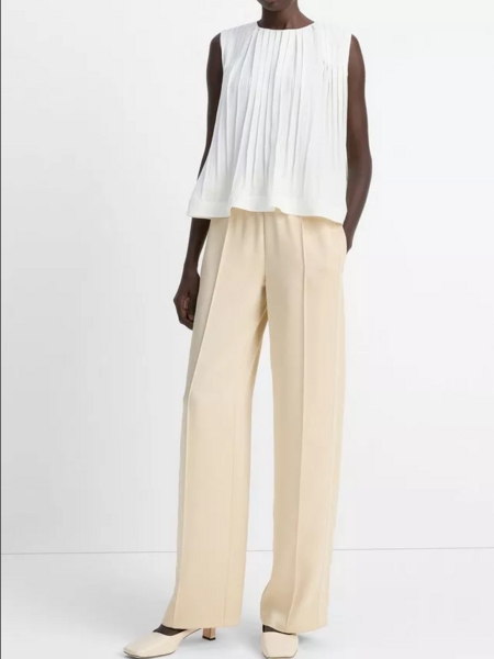 VINCE Side-Strap Crepe Pull-On Pant