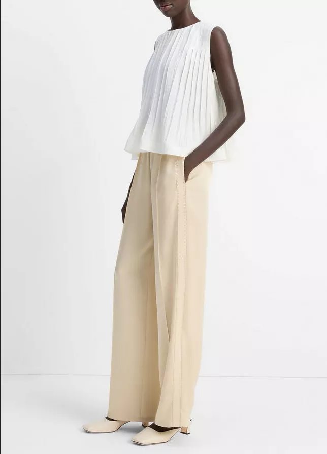 VINCE Side-Strap Crepe Pull-On Pant - Pale Canyon