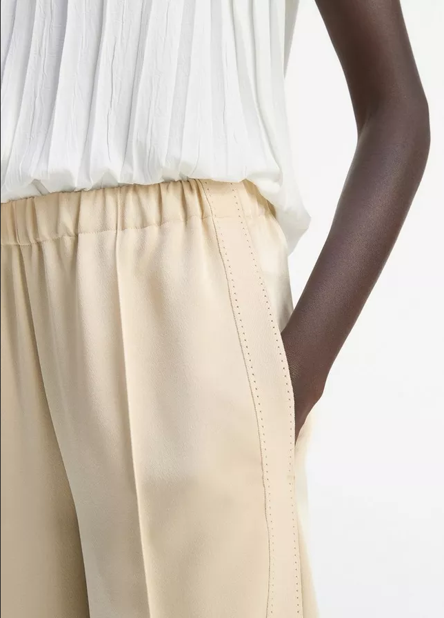 VINCE Side-Strap Crepe Pull-On Pant - Pale Canyon