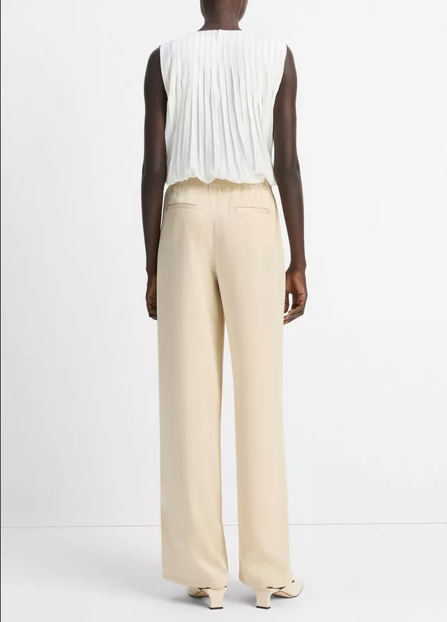 VINCE Side-Strap Crepe Pull-On Pant - Pale Canyon