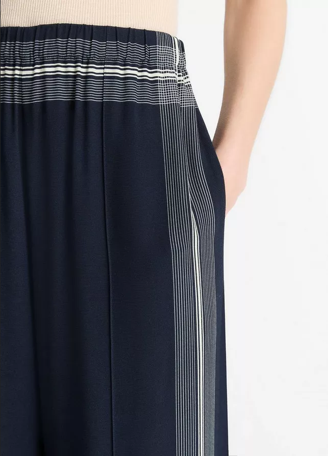 VINCE Handkerchief-Stripe Pull-On Pant - Coastal Blue/Pale Canyon