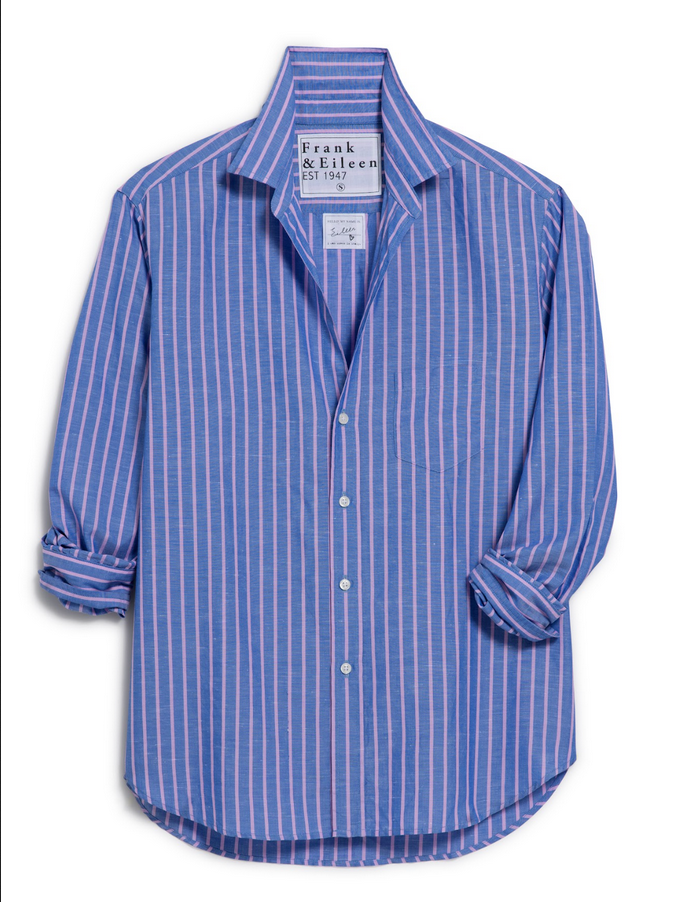 FRANK & EILEEN Eileen Casual Cotton - Blue / Pink Stripe