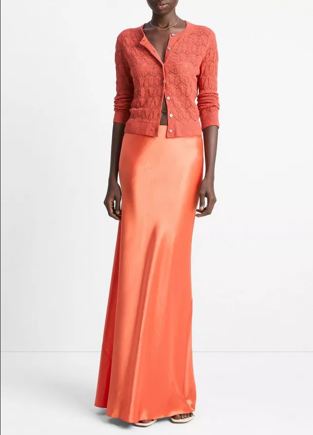 VINCE Lace-Stitch Cotton Cardigan - Terra