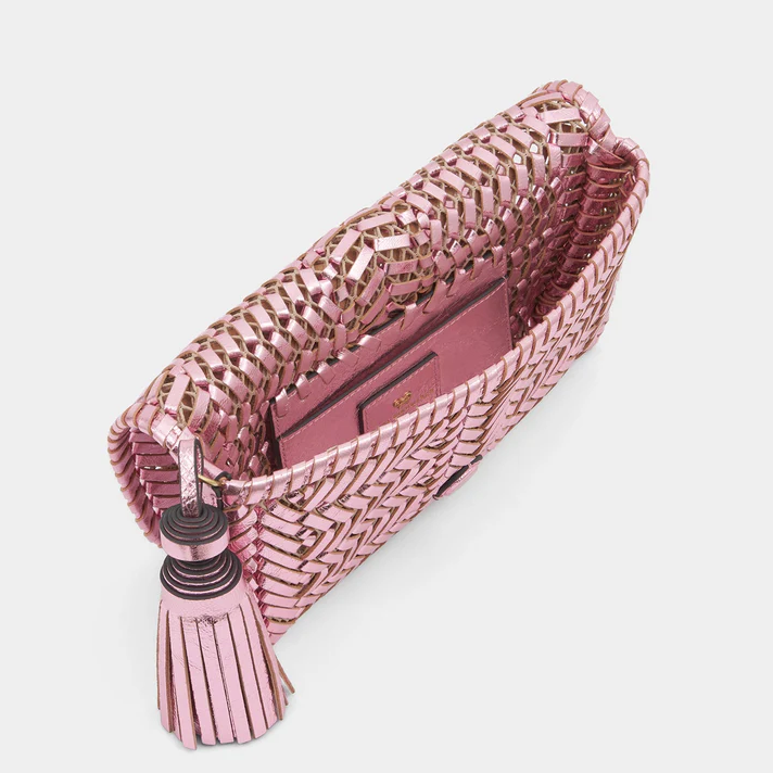 ANYA HINDMARCH Neeson Tassel Clutch - Peony Pink Mirror