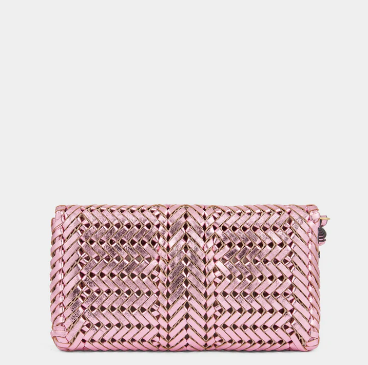 ANYA HINDMARCH Neeson Tassel Clutch - Peony Pink Mirror