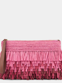 ANYA HINDMARCH Shag Raffia Clutch - Bubblegum