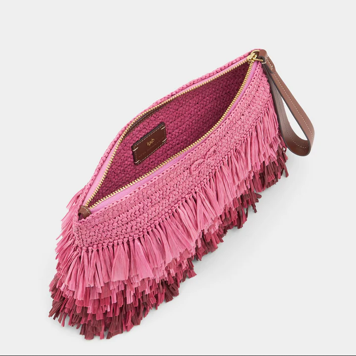 ANYA HINDMARCH Shag Raffia Clutch - Bubblegum
