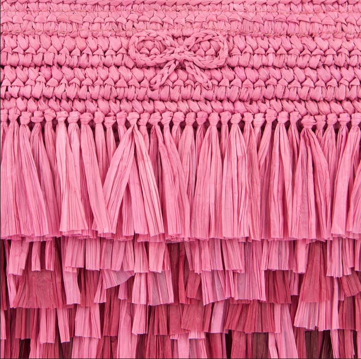 ANYA HINDMARCH Shag Raffia Clutch - Bubblegum