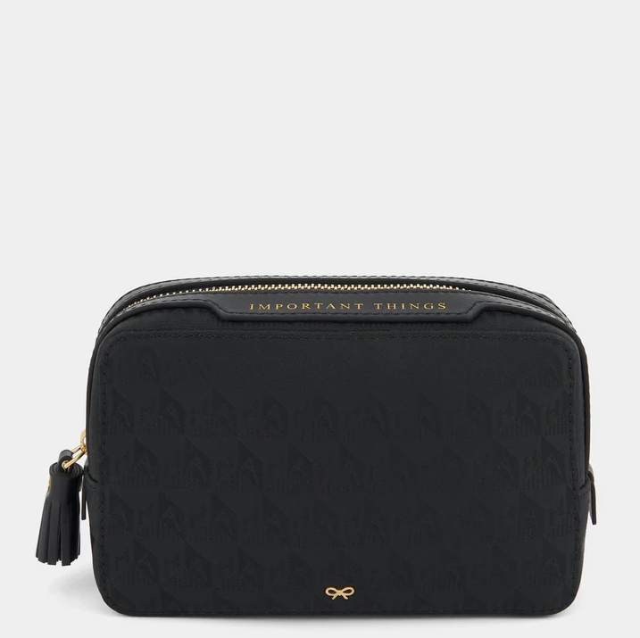 ANYA HINDMARCH Nylon Important Things Pouch AH Logo - Black