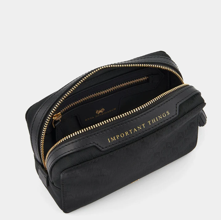 ANYA HINDMARCH Nylon Important Things Pouch AH Logo - Black