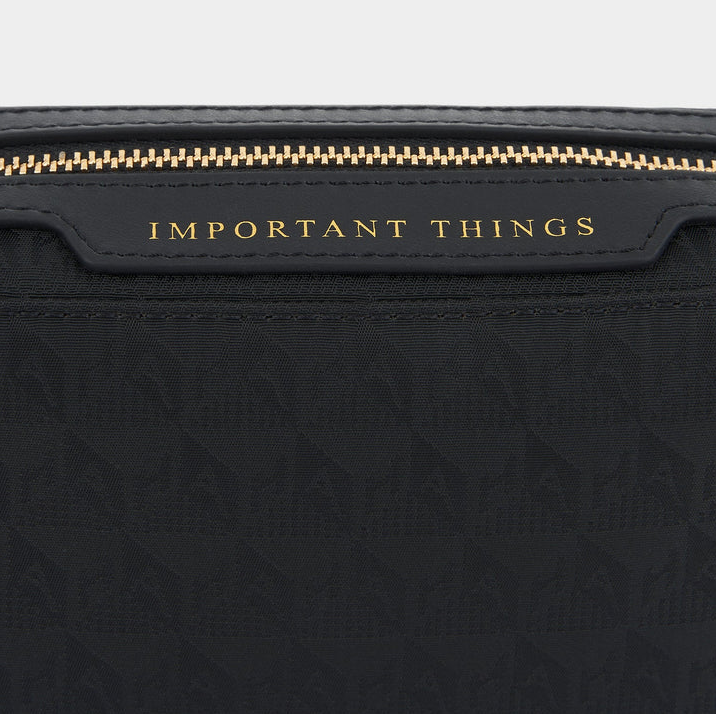 ANYA HINDMARCH Nylon Important Things Pouch AH Logo - Black