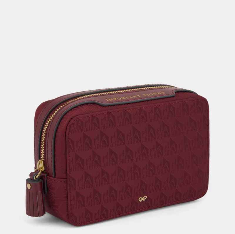 ANYA HINDMARCH Nylon Important Things Pouch AH Logo - Medium Red