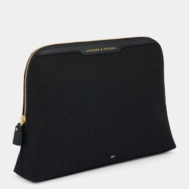 ANYA HINDMARCH Nylon Lotions & Potions AH Logo - Black