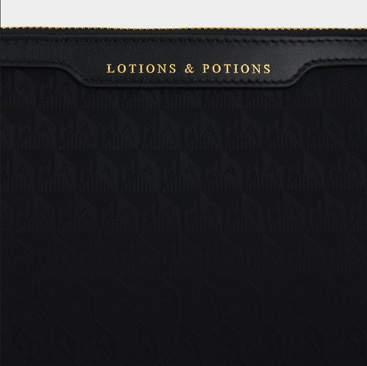 ANYA HINDMARCH Nylon Lotions & Potions AH Logo - Black
