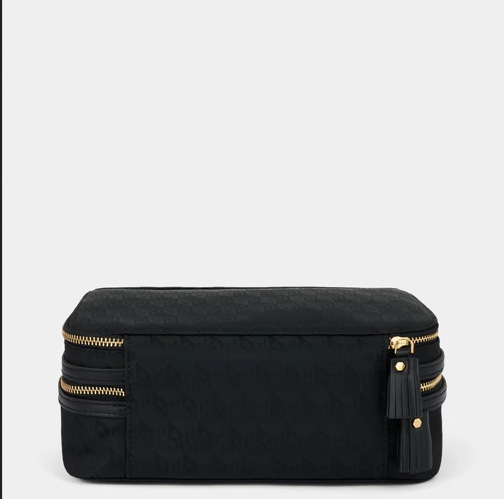 ANYA HINDMARCH Nylon Jewelry Pouch AH Logo - Black