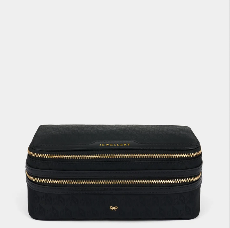 ANYA HINDMARCH Nylon Jewelry Pouch AH Logo - Black