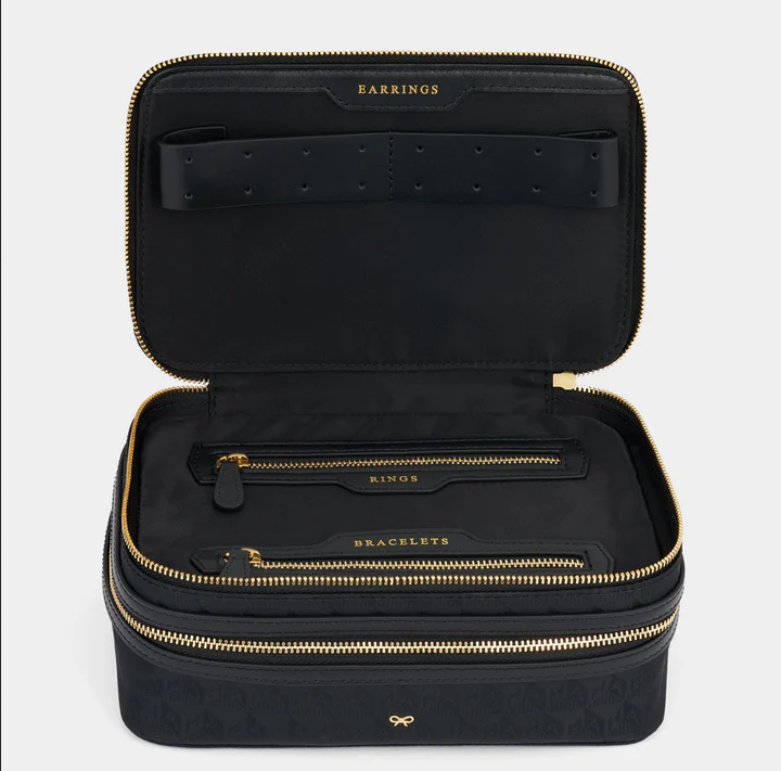 ANYA HINDMARCH Nylon Jewelry Pouch AH Logo - Black