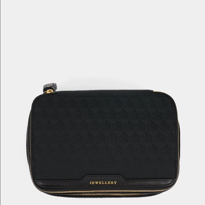 ANYA HINDMARCH Nylon Jewelry Pouch AH Logo - Black