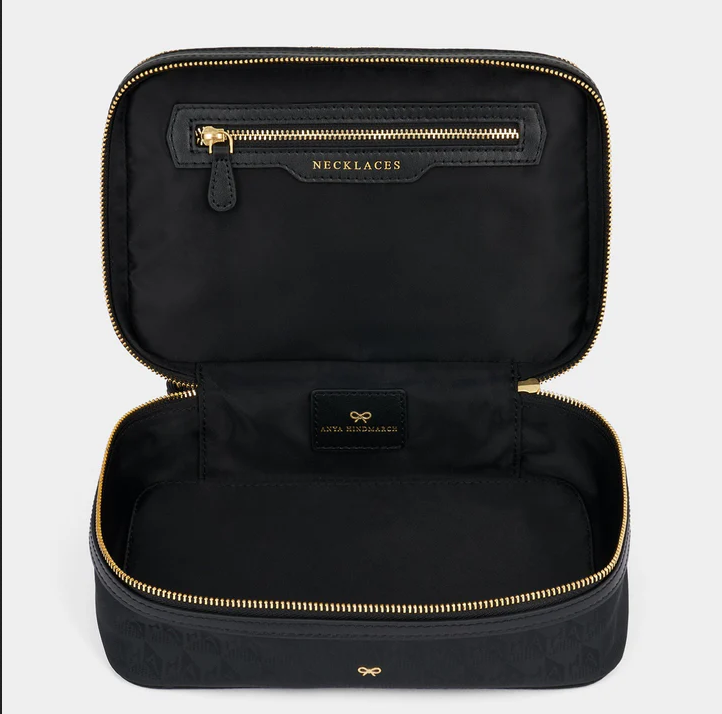 ANYA HINDMARCH Nylon Jewelry Pouch AH Logo - Black