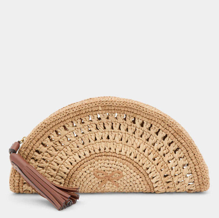 ANYA HINDMARCH Half Moon Raffia Clutch - Natual