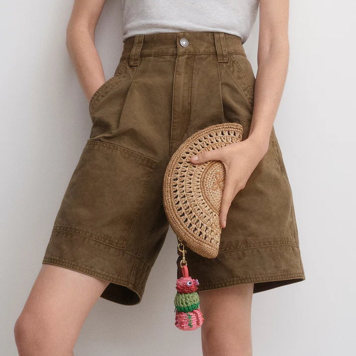 ANYA HINDMARCH Half Moon Raffia Clutch - Natual