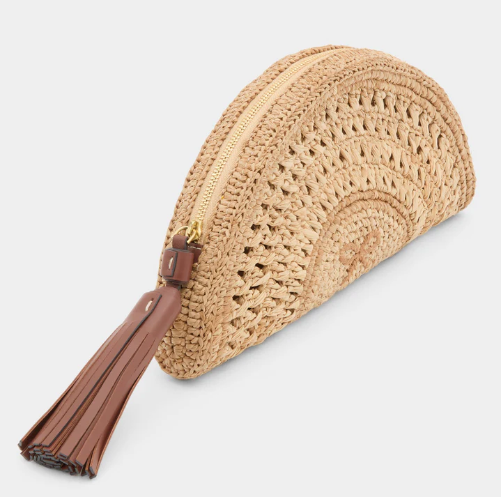 ANYA HINDMARCH Half Moon Raffia Clutch - Natual