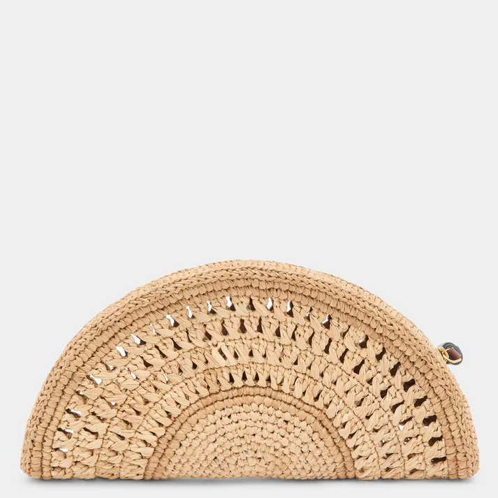 ANYA HINDMARCH Half Moon Raffia Clutch - Natual
