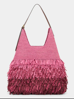 ANYA HINDMARCH Shag Raffia Shoulder Bag - Bubblegum