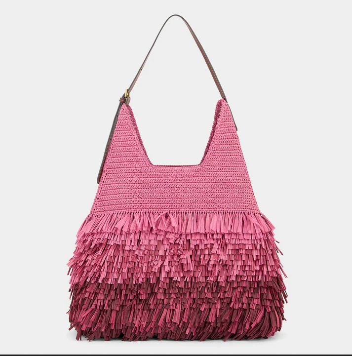 ANYA HINDMARCH Shag Raffia Shoulder Bag - Bubblegum