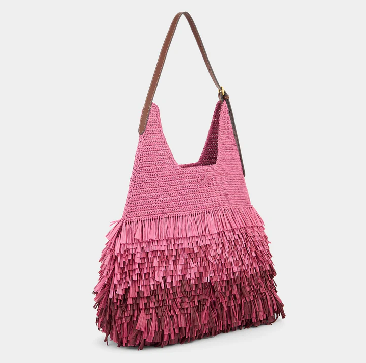 ANYA HINDMARCH Shag Raffia Shoulder Bag - Bubblegum