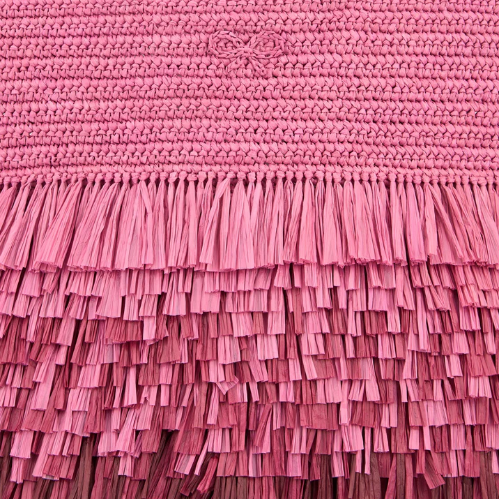 ANYA HINDMARCH Shag Raffia Shoulder Bag - Bubblegum