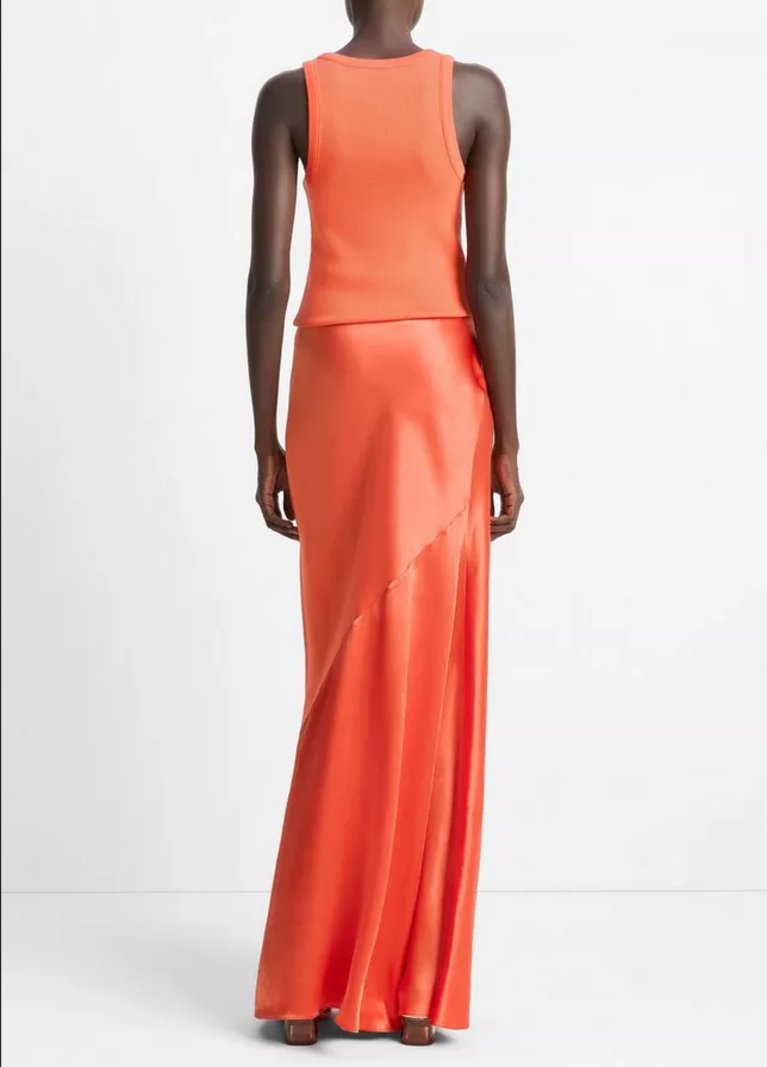 VINCE Satin Maxi Skirt - Burnt Orchid