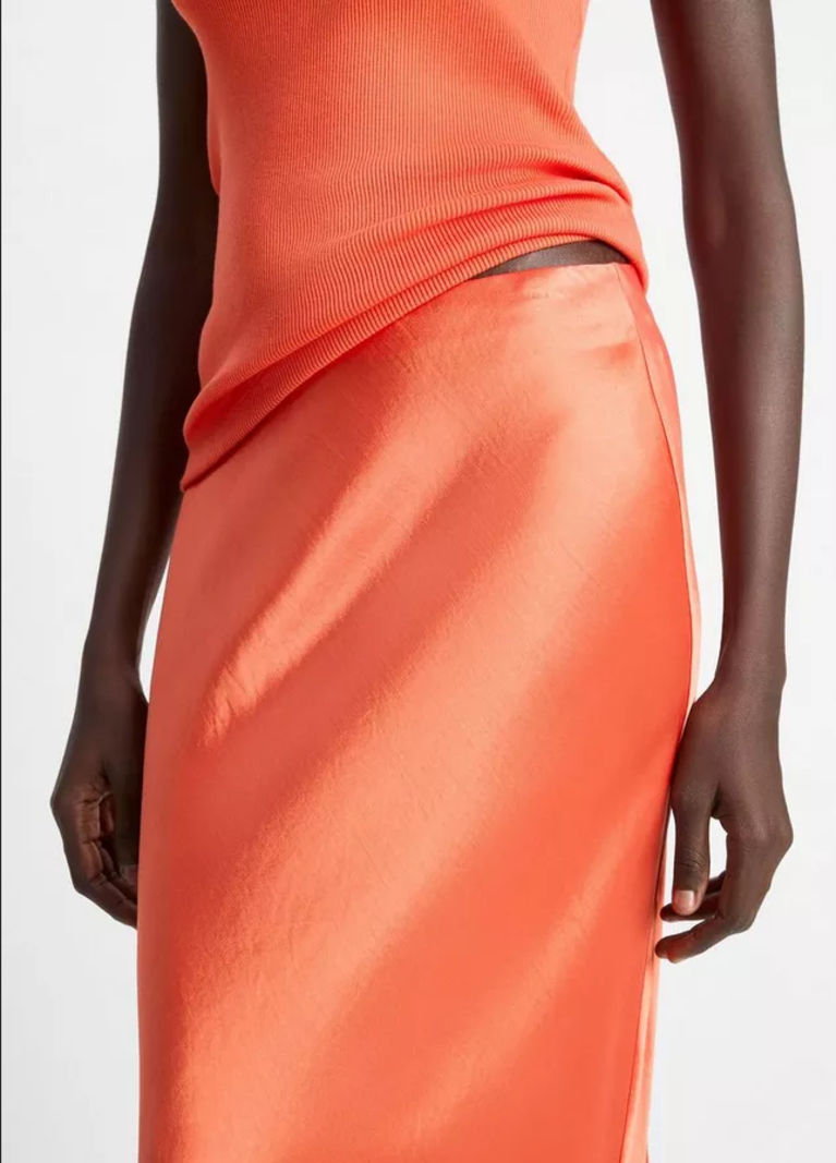VINCE Satin Maxi Skirt - Burnt Orchid