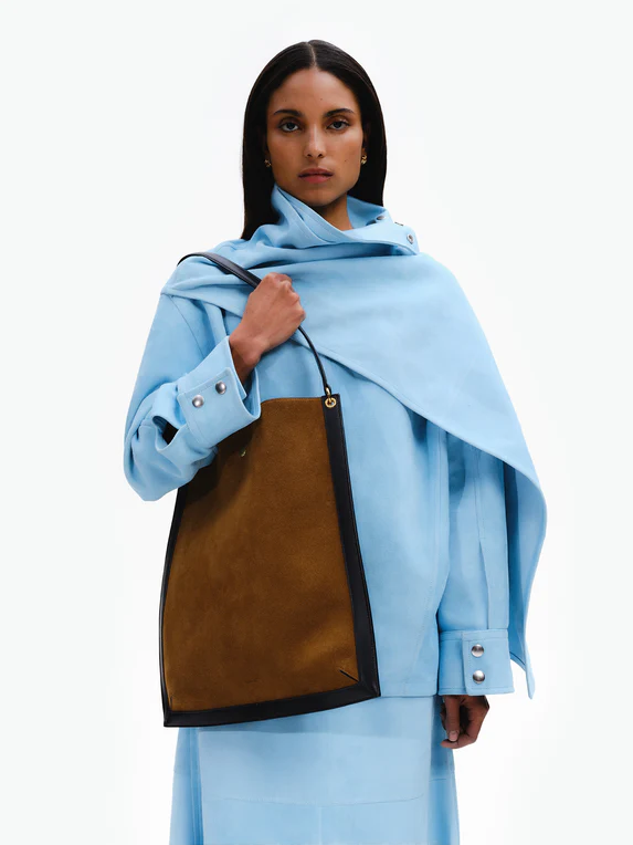 WANDLER Penny Tote - Tabbaco Suede / Black