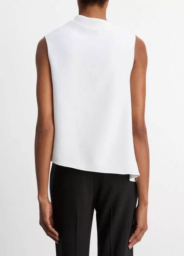 VINCE Asymmetrical Draped A-Line Top -  Off White