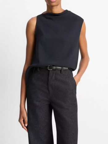 VINCE Asymmetrical Draped A-Line Top - Coastal Blue