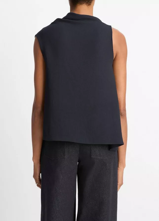 VINCE Asymmetrical Draped A-Line Top - Coastal Blue