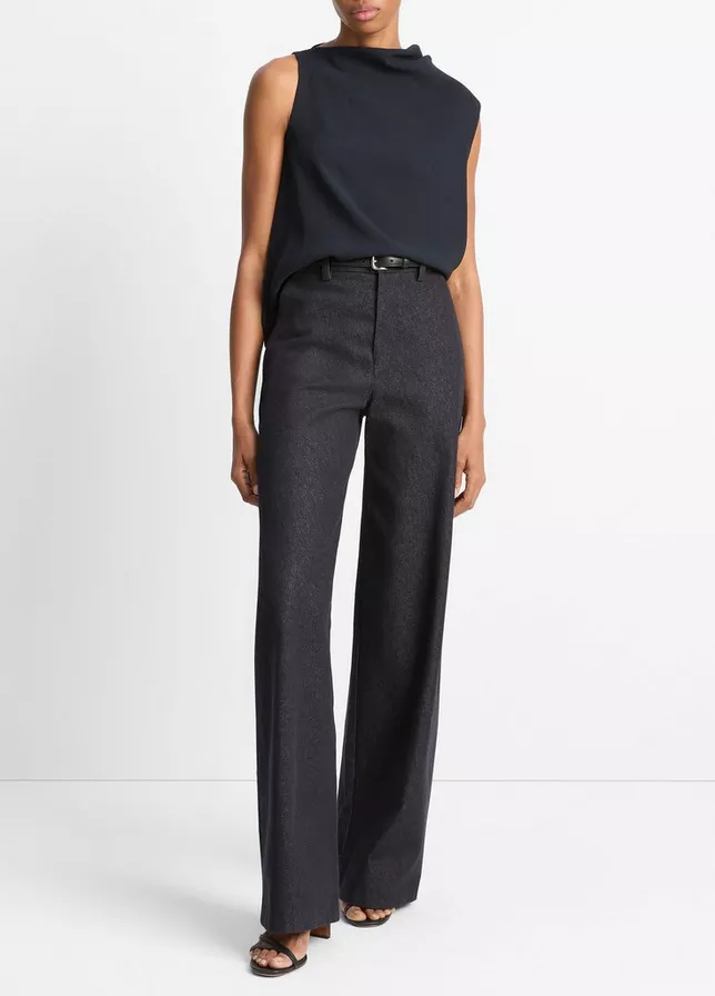 VINCE Asymmetrical Draped A-Line Top - Coastal Blue