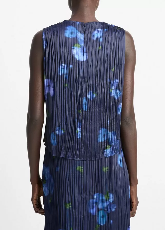 VINCE Poppy Blur Crushed Satin Shell - Midnight