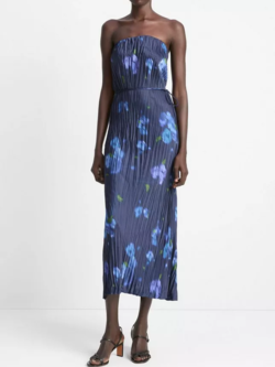 VINCE Poppy Blur Crushed Satin Dress - Midnight