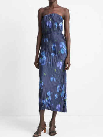 VINCE Poppy Blur Crushed Satin Dress - Midnight