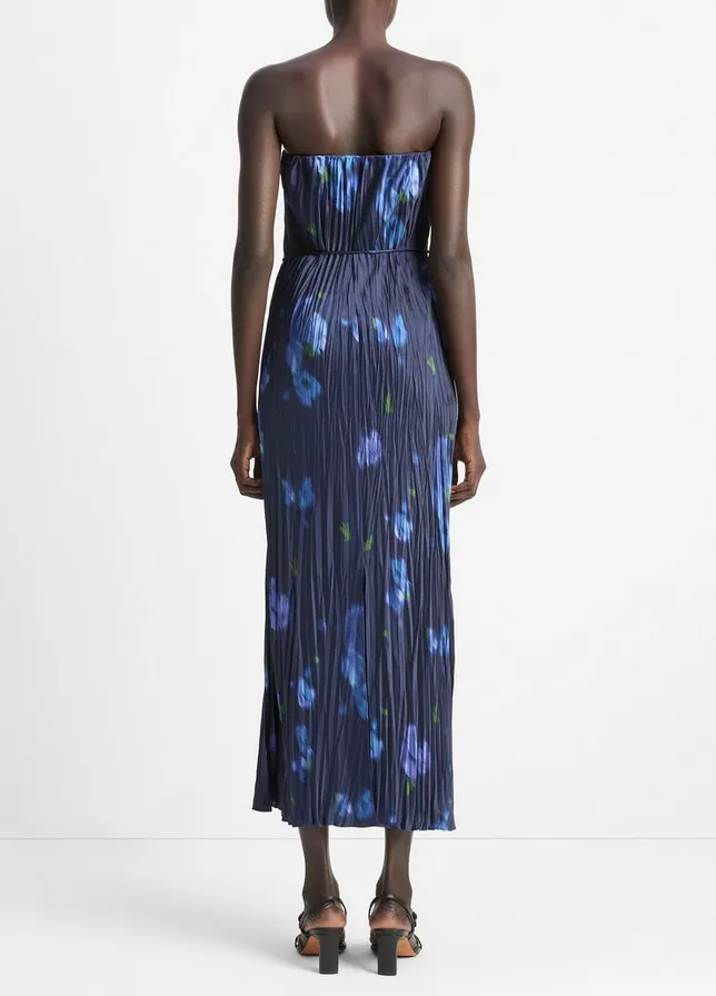 VINCE Poppy Blur Crushed Satin Dress - Midnight