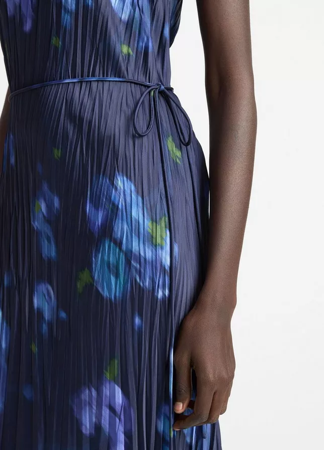 VINCE Poppy Blur Crushed Satin Dress - Midnight